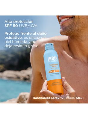 Imagen 2 del producto Bloqueador ISDIN Transparent Spray Wet Skin 250 ml SPF 50