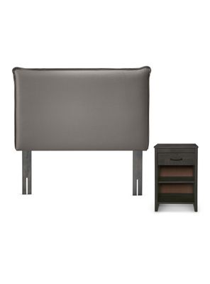 Set Respaldo 1.5 Plazas + Velador Maurice Gris