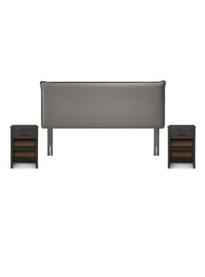 Set Respaldo 2 Plazas + Velador Maurice Gris