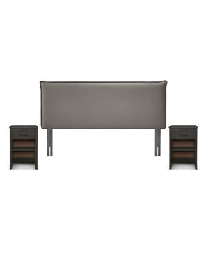 Set Respaldo King + Velador Maurice Gris