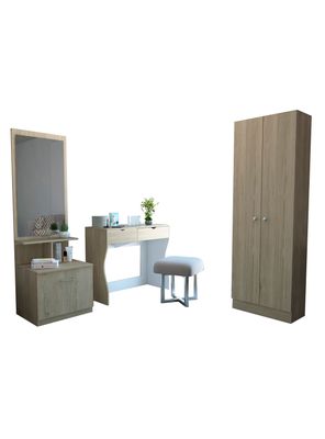 Tocador + Velador con Espejo + Clóset 2 Puertas