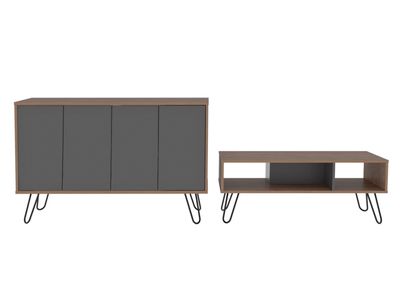 Combo Muebles Vassel Miel Plomo Buffet + Mesa de Centro TuHome
