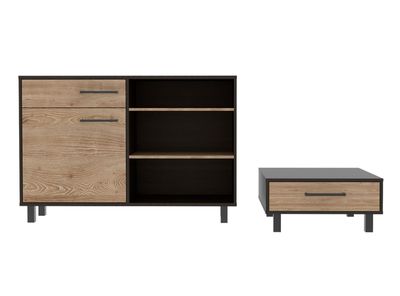 Arrimo + Mesa Centro Kaia Negro Miel TuHome