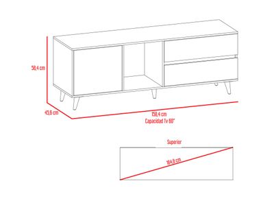 Imagen 2 del producto Rack TuHome TV 60"" + Mesa Centro Salem Miel Plomo