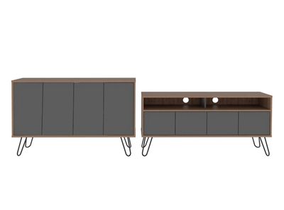 Combo Muebles Vassel Miel Plomo Buffet + Rack TV 55"" TuHome