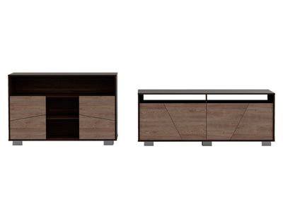 Combo Muebles Fraktal Habano Miel Arrimo + Rack TV TuHome