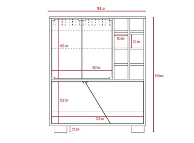 Imagen 2 del producto Combo Muebles Fraktal Habano Miel Biblioteca + Bar TuHome