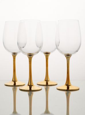 Set 4 Copas Champaña Pie Dorado 110 ml