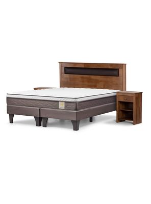 Cama Europea New Style 4 Plus 2 Plazas Base Dividida + Set Mueble Ferrara