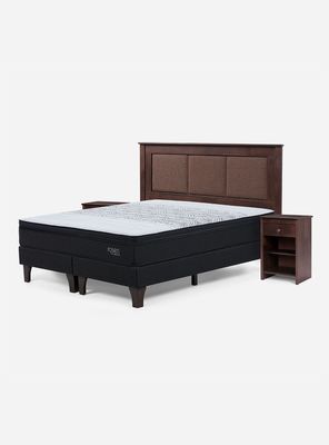 Cama Europea Tempo 2 Plazas Base Dividida + Set Muebles Rachel