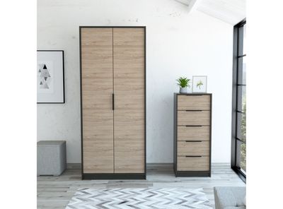 Imagen 2 del producto Combo Dormitorio Kaia Wengue Miel: Cómoda 5C + Clóset 2P