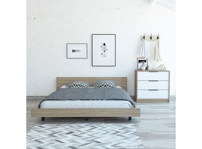 Imagen 2 del producto Cama 2 Plazas Dormitorio Kaia Miel Blanco + Cómoda 3C