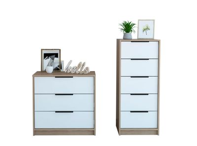 Combo Dormitorio Kaia Miel Blanco: Cómodas 3C y 5C
