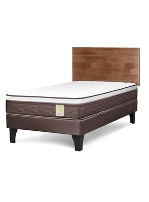 Cama Europea New Style 4 Plus 1 Plaza + Respaldo Tabor Café