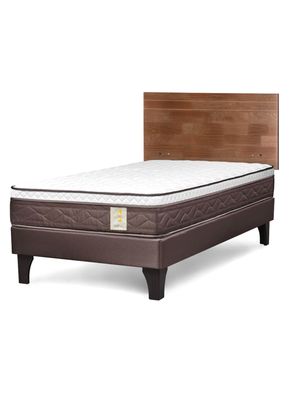Cama Europea New Style 4 Plus 1.5 Plazas + Respaldo Tabor Café
