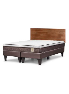 Cama Europea New Style 4 Plus Base Dividida 2 Plazas + Respaldo Tabor