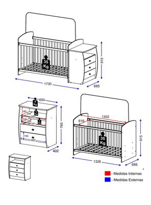 Imagen 2 del producto Cuna con Cajonera Mudador Blanco