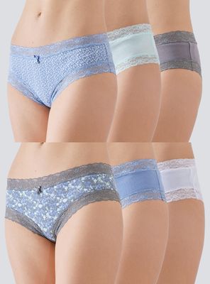 Pack 6 Pantaleta Algodón Print y Sólido