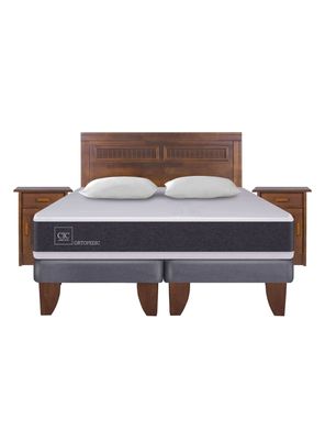 Imagen 2 del producto Cama Europea New Ortopedic 2 Plazas Base Dividida + Set Muebles Milán + Almohadas