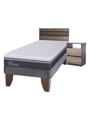 Cama Europea Ortopedic Advance 1.5 Plazas + Set Muebles Ares