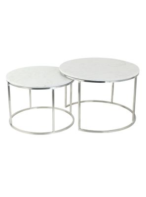 Set 2 Mesas de Centro Mármol Redonda Diseño 3