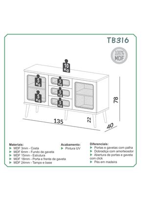 Imagen 2 del producto Buffet Tb316 2 Puertas 3 Cajones