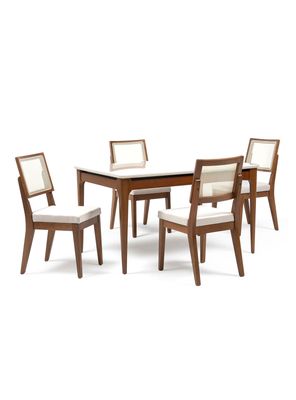 Comedor Addar + 4 Sillas Saga Ratán