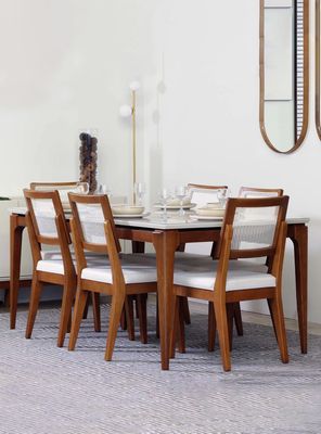 Juego de Comedor Addar + 6 Sillas Saga Ratán