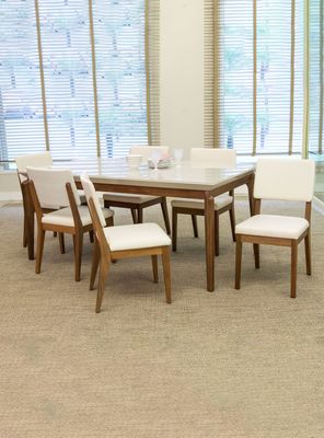 Juego Decocasa de Comedor Laurent 2 + 6 Sillas Off White