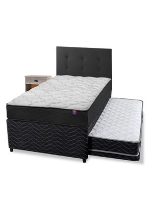 Diván Therapedic Plus 1.5 P + Respaldo Royal + Velador Rock