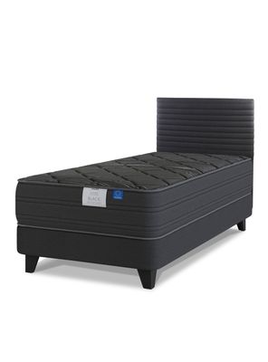 Cama Europea Black 1.5 Plazas + Respaldo Modern