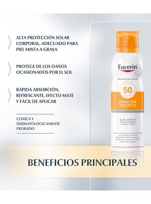Imagen 2 del producto Sun Eucerin Body Spray Sensitive Protect Toque Seco Fps50 200 ml