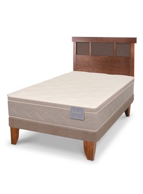 Cama Europea Rilassati 1.5 Plazas + Respaldo Dublín Caramelo