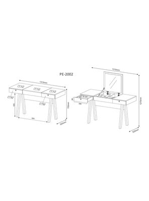 Imagen 2 del producto Tocador Multiespacio 2 Cajones con Espejo PE