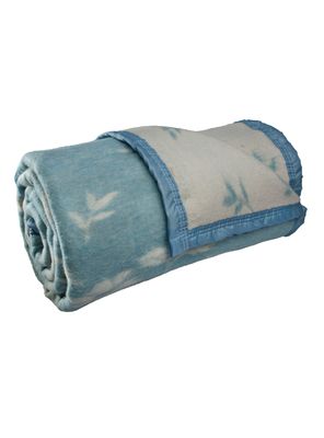 Imagen 2 del producto Frazada Lana 1 Plaza Celeste Floreado