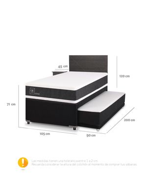 Imagen 2 del producto Diván Ortopedic Black 1.5 Plazas + Set Muebles Villarrica
