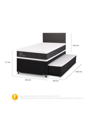 Imagen 2 del producto Diván Ortopedic Black 1.5 Plazas + Respaldo Villarrica