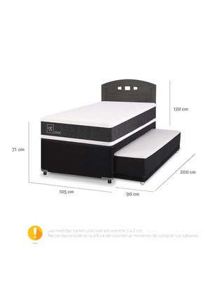 Imagen 2 del producto Diván Ortopedic Black 1.5 Plazas + Respaldo Gales