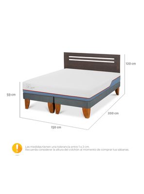 Imagen 2 del producto Cama Europea Excellence Plus 2 Plazas Base Dividida + Respaldo Múnich Gris