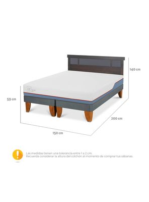 Imagen 2 del producto Cama Europea Excellence Plus 2 Plazas Base Dividida + Respaldo Dublin Gris