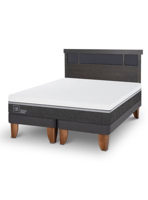 Cama Europea Ortopedic Advance Base Dividida 2 Plazas + Respaldo Dublin Gris