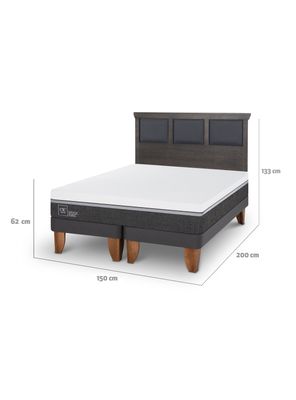 Imagen 2 del producto Cama Europea Ortopedic Advance Base Dividida 2 Plazas + Respaldo Torino Gris