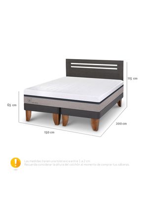 Imagen 2 del producto Cama Europea Balance 2 Plazas Base Dividida + Respaldo Múnich