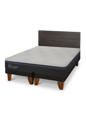 Cama Europea Hybrid Plus Infinity 2 Plazas Base Dividida + Respaldo Villarrica
