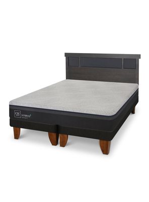 Cama Europea Hybrid Plus Infinity 2 Plazas Base Dividida + Respaldo Dublín
