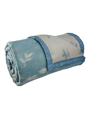 Imagen 2 del producto Frazada Lana 1.5 Plazas Celeste Floreado