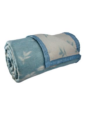 Imagen 2 del producto Frazada Lana King Celeste Floreado