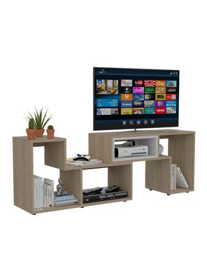 Rack Extensible Tv40 + Biblioteca Cubo + Arrimo Rovere