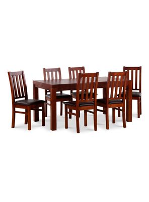 Juego Comedor Ñuble + 6 Sillas Caramelo Chocolate