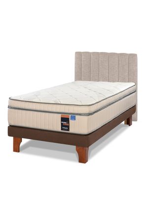 Cama Europea Máximo Cobre 1.5 Plazas + Respaldo Beige